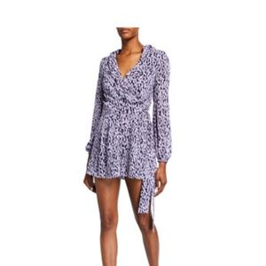Floral purple jumpsuit romper long-sleeve ruffle wrap Michael Kors